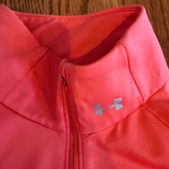 Under Armour ColdGear Quarter-Zip Pullover Athletic Top Neon Pink/Coral S/M - Picture 9 of 9